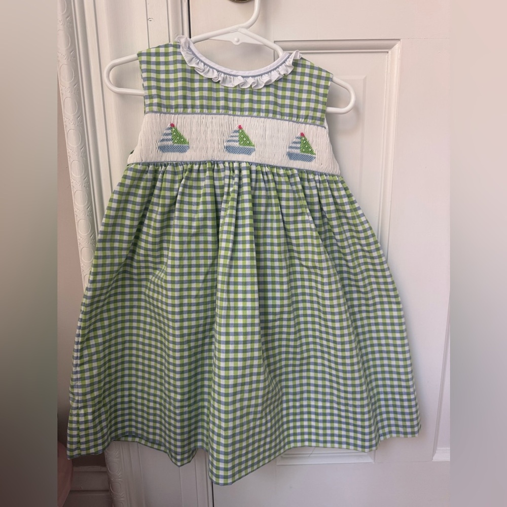 Petit Ami Blue and Green Gingham Dress